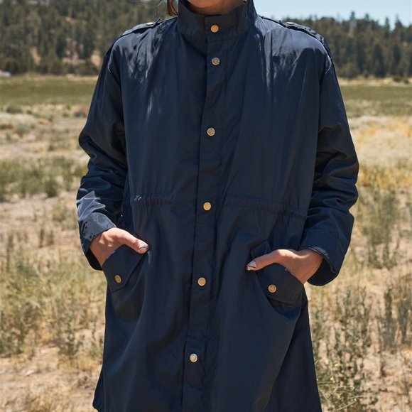 Shimmery Navy Blue Windbreaker Jacket - Picture 1 of 5